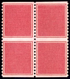 US TD97a Test Stamp 1954 Framed rectangle imperf horizontal block of 4 NH