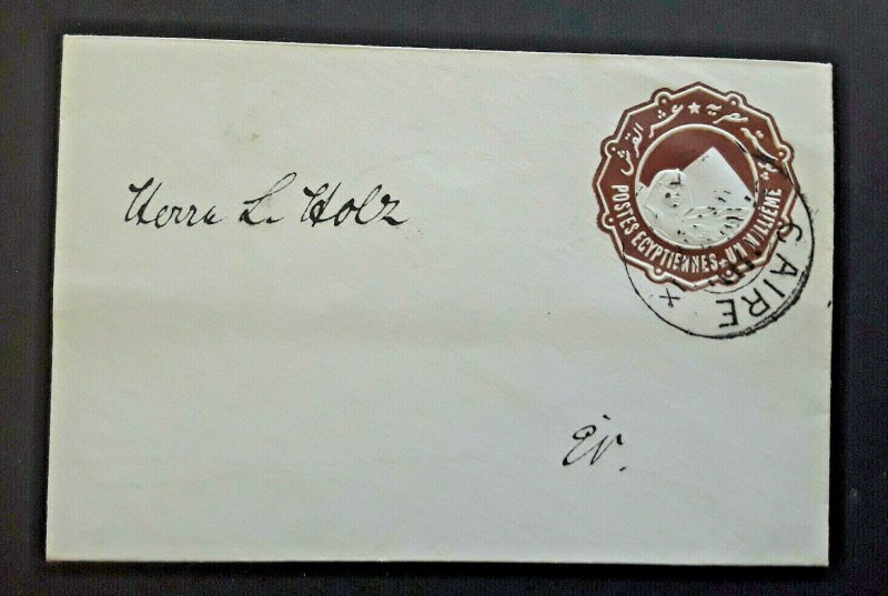 Cairo Egypt Mourning Cover Embossed Egyptian Stamp Cancelled Over It