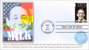 SC 4906, 2014 Harvey Milk, FDC, KSC Cachets Item 14-104