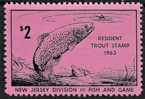 US 1963 NJ Resident Trout Stamp VF LH