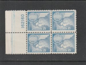 Canal Zone  Scott#  C24  MH Plate Block of 4 (1951 Globe and Wing)