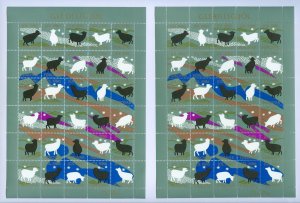 Faroe Islands. 1986. 2 Sheet Christmas Seal Mnh. 2 Diff Perf. Ram, Sheep, Snow.