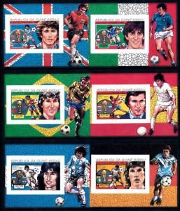 [60630] Guinea Bissau 1982 World Cup Soccer Spain Imperf. 6 sheets MNH Sheets