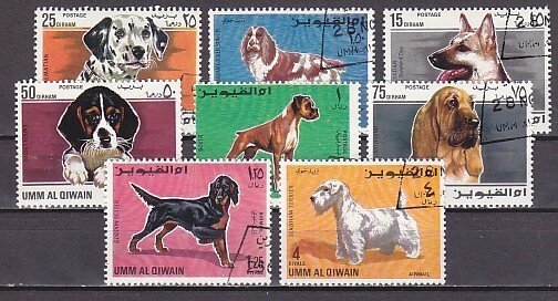 Umm Al Qiwain, Mi cat. 210-217 A. Dogs issue. Canceled. LH.^