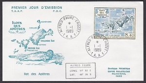 TAAF FRENCH ANTARCTIC TERR 1989 Crozet Island FDC.........................A4155a