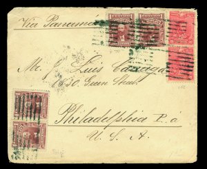 BOLIVIA 1903 multiple high franking cvr to Philadelphia , US  via Panama