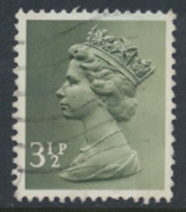 GB  Machin 3½p X858 2 Phosphor bands  Used  SC#  MH39  see scan and details