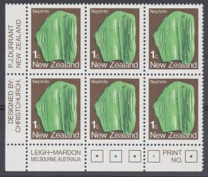 NEW ZEALAND 1982 1c Nephrite plate / imprint block MNH......................P819