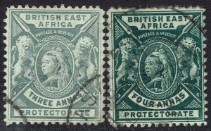 BRITISH EAST AFRICA 1896 QV LIONS 3A AND 4A USED