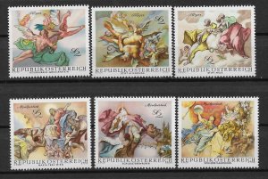 1968 Austria 824-9 Baroque Frescoes MNH C/S of 6