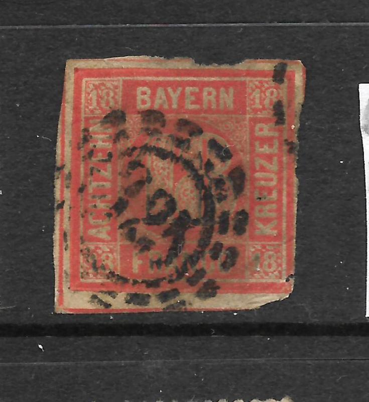 BAVARIA  1862-63  18k  BRICK RED NUMERAL   SG 32  Mi 7 CV 750pds