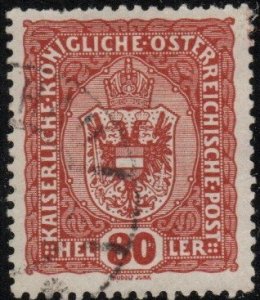 Austria 157 - Used - 80h Coat of Arms (1916) (2)