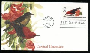 US 3225 Tropical Birds - Cardinal Honeyeater UA Fleetwood cachet FDC
