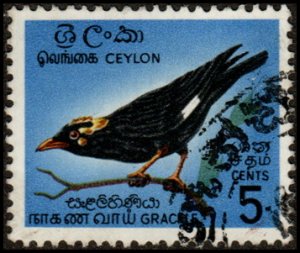Ceylon 374  - Used - 5c Hill Myna (1966) (cv $1.60)