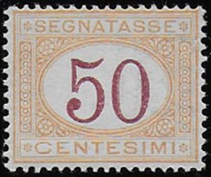 1870 Italia segnatasse 50c. ocra carminio bc MNH Sassone n. 9