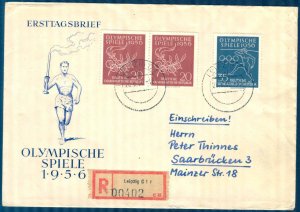 Germany DDR 1956 Olympics Games Melbourne Mi. 539/40 FDC