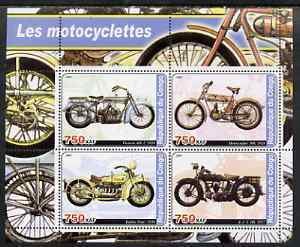 CONGO KINSHASA - 2003 - Early Motorcycles #1 - Perf 4v Sheet - MNH-Private Issue