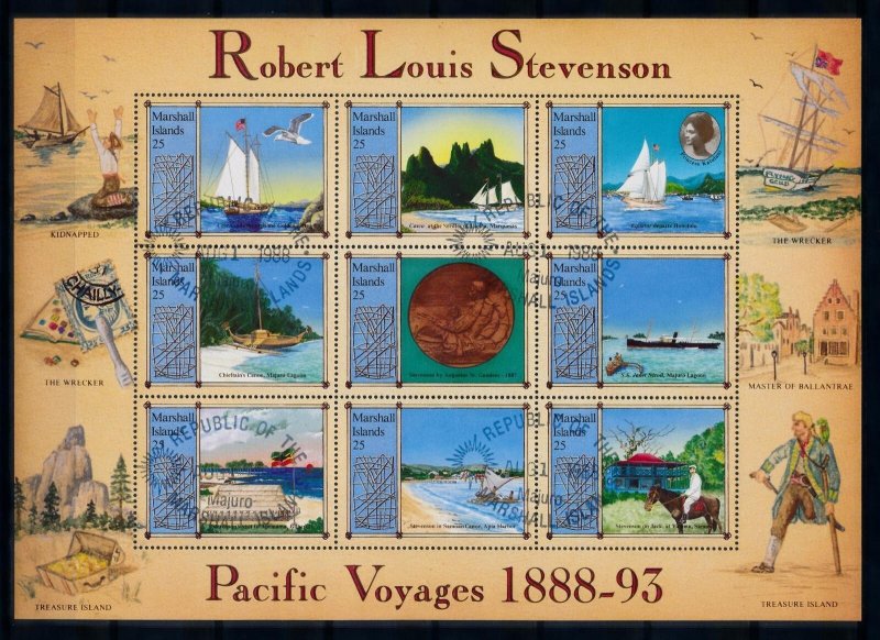 [68475] Marshall Islands 1988 Ships boats Pacific Voyages Stevenson Sheet MNH
