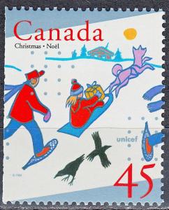 #1627as MNH Canada Christmas 1996 Delivering Gifts Bklt sngl