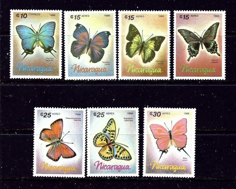 Nicaragua 1567-73 MNH 1986 Butterflies