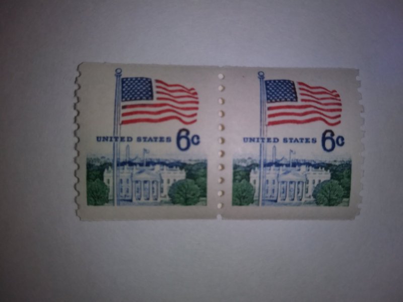SCOTT #1338A COIL PAIR FLAG ISSUE MINT NEVER HINGED