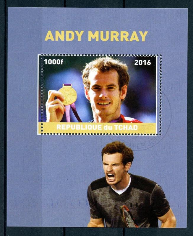 Chad 2016 CTO Andy Murray 1v M/S Tennis Sports Stamps