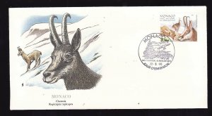Flora & Fauna of the World #137d-stamp on FDC-Animals-Chamois-Monaco-single stam