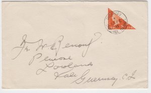 Guernsey 2d Bisected on Envelope (13 FE 41)