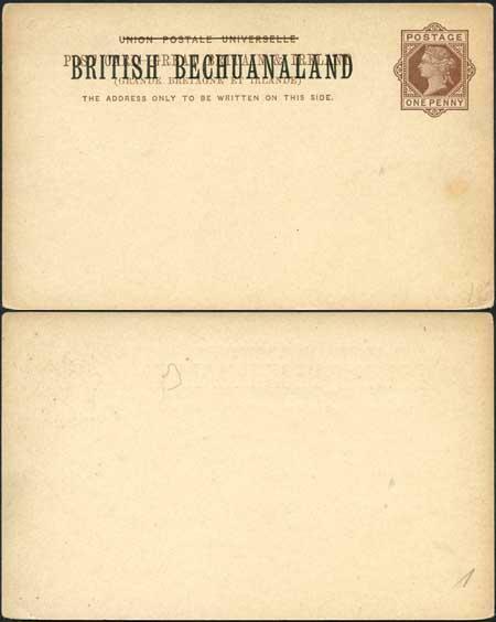 British Bechuanaland O/P on QV 1d Brown Foreign Postcard Mint