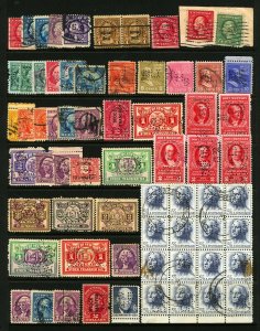 #406 - #1393, Revenues 1912-1970 Assorted Singles with Various Perfin Used