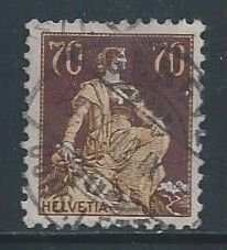 Switzerland #141 Used 70c Seated Helvetia - Dk. Brown & Buff - Granite Paper