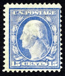 US 1910  15¢ Washington Stamp #382 MH CV $225