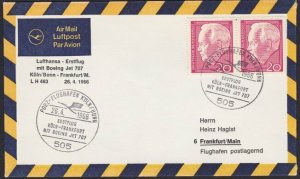 GERMANY 1966 Lufthansa first flight cover to Koln to Frankfurt..............H313