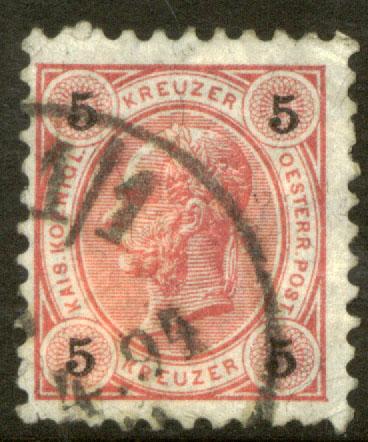 Austria 54, 5kr Emperor Franz Joseph. Used. (162)