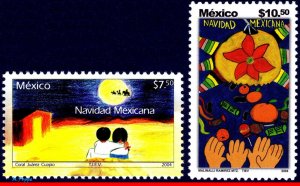 2391-2392 Mexico 2004 CHRISTMAS, CHILDREN DRAWING, ART, RELIGION, SET MNH