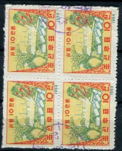 KOREA Nth; 1959 fine used (CTO) BLOCK, not hinged NH, Great Perspectives