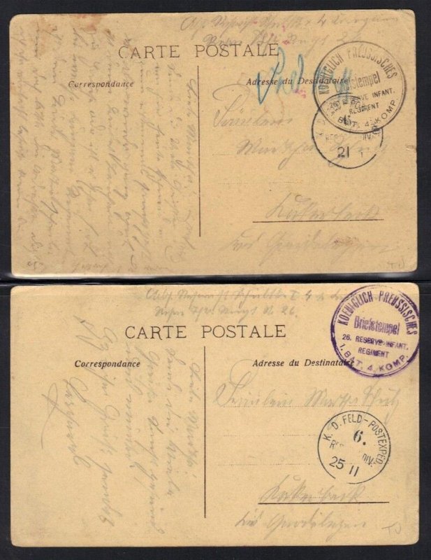 GERMANY 1916 GERMAN FIELD POST CAMP FROM FRANCE W/ 2 POST CARDS OF FRENCH LOVERS