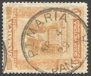 JAMAICA 1920 Scott 83  1sh, VF,  PORT MARIA  Double Circle Cancel