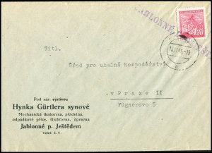 Czechoslovakia Liberated 1945 Provisional Cancel Cover CV $25