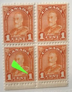 Canada  #162i Mint VF NHLH Major re-entry in right « 1 »