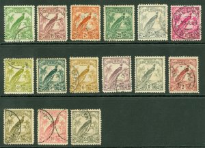 SG 177-189 New Guinea 1932-34. 1d-£1 set of 15. Fine to very fine used CAT £350