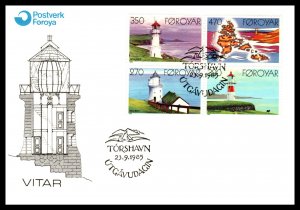 Faroe Islands 130-133 Lighthouses U/A FDC