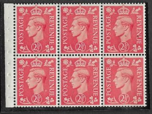 Great Britain # 284b  George VI - booklet pane 6 INVERTED WMK  (1)Mint NH