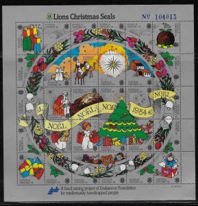 Australia 1984 Lions Christmas Seals Sheet