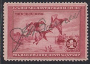 US Revenues #RW2 Used F - VF Neatly Signed Cat Value: $160