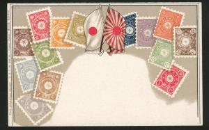 Japan Ottmar Zieher stampcard No.4 Flag, crisp clean card