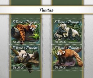 St Thomas - 2018 Pandas on Stamps - 4 Stamp Sheet - ST18111a