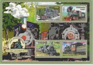 Tanzania 2005 - Steam Trains, 200th Anniversary - Sheet of 4v - Scott 2366 - MNH