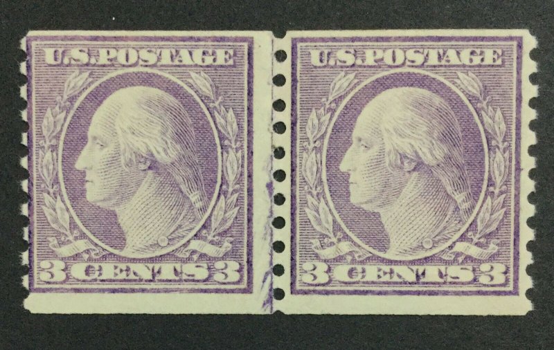 MOMEN: US STAMPS #493 LINE PAIR MINT OG H/NH $ LOT #37407
