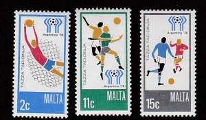 Malta # 549-551, World Cup Soccer, Mint LH, 1/3 Cat.